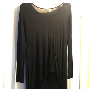Long sleeve black cotton dress